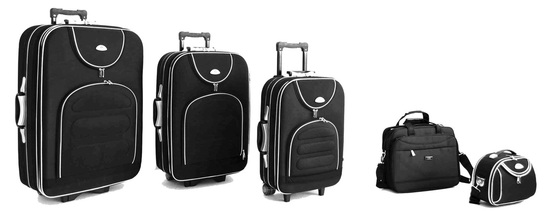 2 kovčka različnih velikosti  +  torbica za okoli pasu- Basic  v    črni barvi   Redna cena € 87,90   spletna cena: € 59,-